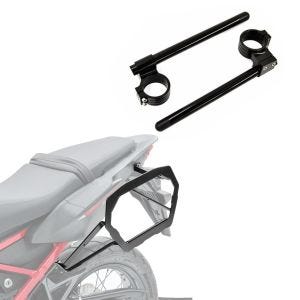 Set: Kofferträger passend für Honda Africa Twin 1100 22-25 Bagtecs SLP für Alukoffer und Satteltaschen + Stummellenker 22mm Clip-On 41mm mit 30mm Erhöhung Lenker Zaddox Alu in schwarz