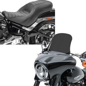 Set: Sitzbank für Harley Davidson Sport Glide 18-21 Craftride HX2 Komfort Doppelsitzbank + Windschild für Harley Sport Glide 18-21 Craftride L Windschutzscheibe dunkel getönt_1