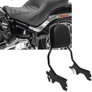 Set: Selle Gel Biplace compatible avec Harley Davidson Sport Glide 18-24 Craftride HX6 Comfort + Sissy Bar detachable compatible avec Harley Davidson Sport Glide 18-24 Craftride R1 noir