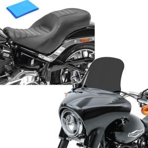 Set: Gel Sitzbank für Harley Davidson Sport Glide 18-21 Craftride HX4 Komfort Doppelsitzbank + Windschild für Harley Sport Glide 18-21 Craftride L Windschutzscheibe dunkel getönt_1