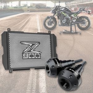 Set Paar Sturzpads + Kühlerabdeckung passend für Kawasaki Z 900 17-24 Motoguard schwarz