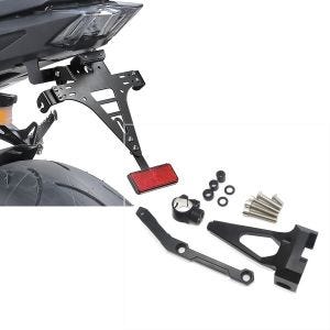 Set: Kennzeichenhalter passend für Yamaha MT-09 17-20 Nummernschildhalter mit Beleuchtung Zaddox + Lenkungsdämpfer Halter Halterung Zaddox HL1 schwarz