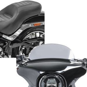 Set: Sitzbank für Harley Davidson Sport Glide 18-21 Craftride HX2 Komfort Doppelsitzbank + Windschild für Harley Sport Glide 18-21 Craftride M Windschutzscheibe rauchgrau_1