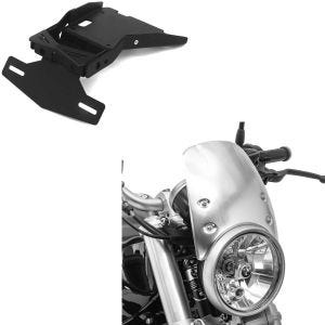 Set: Kennzeichenhalter passend für BMW R NineT / Pure 14-23 Nummernschildhalter Zaddox NH1 + Windschild passend für BMW R NineT 14-23 Windschutzscheibe Craftride CW9 silber