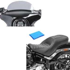 Set: Gel Sitzbank für Harley Davidson Sport Glide 18-21 Craftride HX4 Komfort Doppelsitzbank + Windschild für Harley Sport Glide 18-21 Craftride M Windschutzscheibe rauchgrau_1