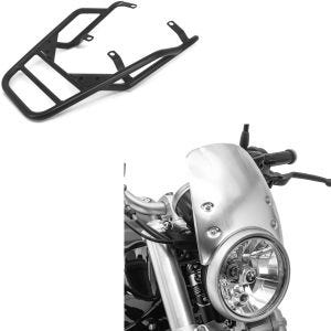 Set: Gepäckträger passend für BMW R NineT / Pure 14-23 Gepäckbrücke Craftride GT1 + Windschild passend für BMW R NineT 14-23 Windschutzscheibe Craftride CW9 silber