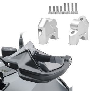 Set: Lenkererhöhung 30mm passend für BMW R 1200 GS / Adventure 13-18 Tourtecs silber + Handprotektoren Verlängerung passend für BMW R 1200 GS 13-18 Motoguard rauchgrau