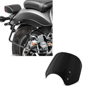 Set: Satteltaschenhalter passend für Honda Rebel 500 17-24 rechts Satteltaschen Abstandshalter Craftride + Windschild passend für Honda Rebel 500 17-24 Craftride Windschutzscheibe schwarz