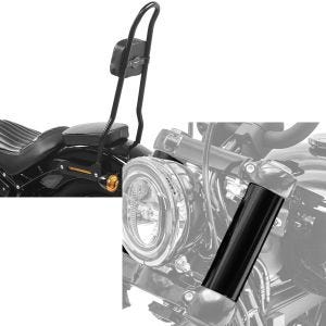 Set: Sissybar für Harley Davidson Softail 18-21 Craftride SRL schwarz + Gabelcover für Harley Davidson Street Bob 18-21 Gabel Abdeckung Craftride GC2_1