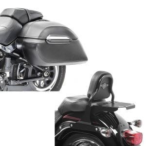 Set: Seitenkoffer Set Harley Fat Boy Special / Lo Craftride K3 33Ltr in schwarz + Sissy Bar CSS Fix für Harley-Davidson Softail 07-17 mit Gepäckträger schwarz Craftride_1