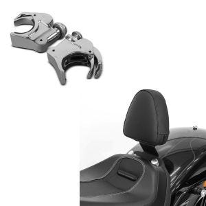 Set: Dosseret de pilote compatible avec Harley Davidson Breakout / 114 18-22 Sissybar Conducteur Craftride + Supports de Paré-Brise 49mm compatible avec Harley Davidson Breakout 18-19 chrome Craftride