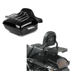 Set: Topcase King OLR für Harley Dyna Fat Bob schwarz Craftride + Sissy Bar CSS Fix für Harley Dyna Fat Bob 10-17 mit Gepäckträger schwarz Craftride_1