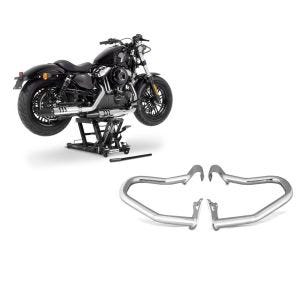 Set: Hebebühne indian Scout Bobber ConStands Mid-Lift L in schwarz + Sturzbügel Indian Scout/ Sixty/Bobber 15-21 Craftride chrom_1