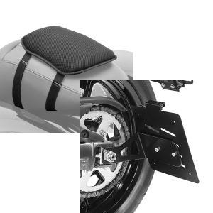 Set: Gel Sitzkissen Kawasaki Vulcan S / Café Komfortkissen S Tourtecs schwarz + Kennzeichenhalter seitlich M für Kawasaki Vulcan S / Café 15-21 schwarz Craftride_1