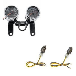 LED Blinker passend für Yamaha XJ 600 F / N mit E-Prüfzeichen KP8 getönt + Motorrad Tachometer passend für Yamaha XJ 600 F / N / S Diversion VTV chrom