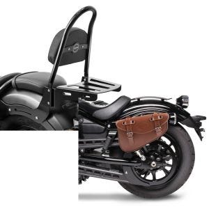 Set: Sissybar für Honda Rebel 500 17-21 Craftride Fast Rider-M inkl. Gepäckträger schwarz + Satteltasche Honda Rebel 500 Craftride Arizona 3Ltr links in braun_1