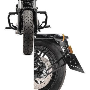 Set: Sturzbügel für Harley Davidson Sportster Forty-Eight 48 (XL 1200 X) 10-20 Craftride Mustache schwarz + Kennzeichenhalter seitlich L für Harley Sportster Forty-Eight 48 10-20 schwarz Craftride_1