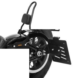 Set: Sissybar Harley Softail Slim 18-21 Craftride Fast Rider-L inkl. Gepäckträger schwarz + Seitlicher Kennzeichenhalter für Harley Davidson Softail 18-21 Craftride schwarz_1