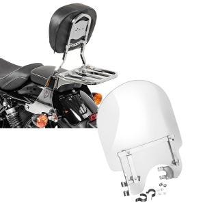 Set: Sissybar Harley Sportster 883 04-10 Craftride Fast Driver-S inkl. Gepäckträger chrom + Windschild für Harley-Davidson Sportster 883 88-10 Craftride_1