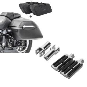 Set: Set Seitenkoffer + Innentaschen für Harley Fat Boy/ 114 Craftride K3 + Sozius Fussrasten Set mit Halter für Harley Fat Boy 00-17 CR1 chrom Craftride_1