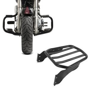Set: Sturzbügel für Harley Davidson Fat Boy Special 2010-2017 Craftride Mustache schwarz + Gepäckträger für Harley Fat Boy Special 10-17 schwarz Craftride_1