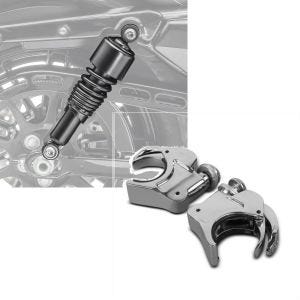 Set: Stoßdämpfer 10,5 Zoll Harley Sportster 883 Iron 09-20 Federbeine von Craftride schwarz + Windschild Klammern 39mm für Harley Davidson Sportster 883 Iron 09-20 chrom Craftride_1