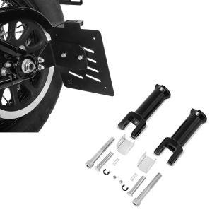 Set: Seitlicher Kennzeichenhalter für Harley Softail Slim (FLSL) 18-21 Craftride S schwarz + Sozius Fussrasten-Halter für Harley Davidson Softail 18-21 Craftride schwarz_1