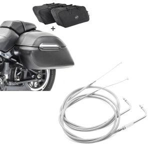 Set: Set Seitenkoffer + Innentaschen für Harley Fat Boy/ 114 Craftride K3 + Gaszug für Harley Fat Boy 96-10 Edelstahl/Nylon Craftride_1