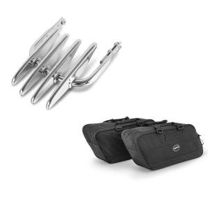 Set: Gepäckträger für Harley Davidson Road King 94-21 chrom Craftride + Koffer Innentaschen für Harley Road King 94-21 Craftride BG1 Paar_1