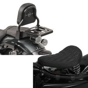 Set: Sissy Bar XS3 für Yamaha XV 950 / R 14-20 mit Gepäckträger schwarz Craftride + Solo Federsattel für Yamaha XV 950 / R / Racer BR11 Craftride_1
