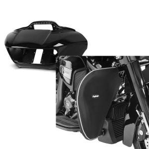 Set: Frontverkleidung Innen-Aussen für Harley Road Glide, Special, Ultra 15-20 schwarz Craftride + Sturzbügel Spritzschutz für Harley Road Glide 15-20 Beinwärmer Craftride_1