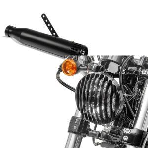 Set: Craftride Endschalldämpfer Harley Sportster Forty-Eight 48 Auspuff Straight schwarz + Scheinwerfer Grill Harley Sportster Forty-Eight 48 10-20 schwarz von Craftride_1