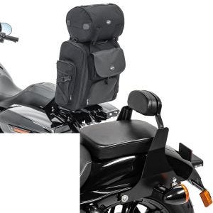 Set: Sissybar Tasche für Harley Sportster Forty-Eight 48 / Special Hecktasche Craftride SXL mit Gepäckrolle + Sissybar Harley Sportster Forty-Eight 48 10-20 Craftride Fast Driver-XS schwarz_1