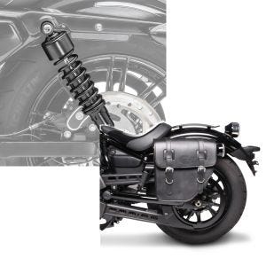 Set: Stoßdämpfer 11,9 Zoll Harley Davidson Sportster 883 Iron 09-20 Craftride schwarz + Satteltasche Harley Sportster 883 Iron Texas Craftride 10Ltr links in schwarz_1