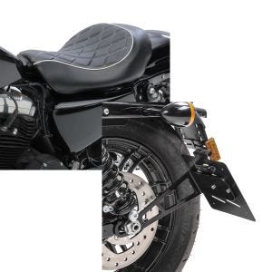Set: Solo Sitz für Harley Sportster Forty-Eight 48 10-20 Craftride SR4 Sitzbank + Kennzeichenhalter seitlich L für Harley Sportster Forty-Eight 48 10-20 schwarz Craftride_1