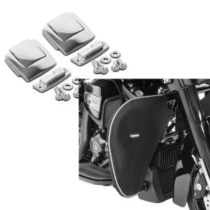 Set: Topcase Verschluss Set für Harley Street Glide 06-13 Scharnier Craftride chrom + Sturzbügel Spritzschutz für Harley Street Glide 06-21 Beinwärmer Craftride_1