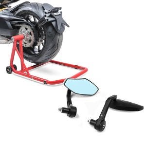 Set: Einarmständer Ducati Monster 796 10-14 Montageständer ConStands Single-Classic rot + Lenkerendenspiegel LS2 für Ducati Monster 696/ 796/ 797/ 821 schwarz Craftride_1