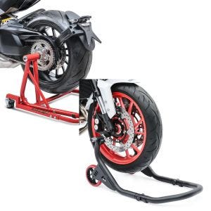 Set: Rangierhilfe Ducati 1299 Panigale S 15-17 Montageständer ConStands Single Mover Rot + Montageständer Vorderrad FM für Ducati 1199 / 1299 Panigale / S_1