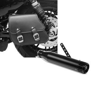 Set: Schwingentasche + Halter für Harley Sportster Forty-Eight 48 10-20 Craftride + Craftride Endschalldämpfer Harley Sportster Forty-Eight 48 Auspuff Straight schwarz_1