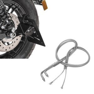 Set: Kennzeichenhalter seitlich S für Harley Sportster Forty-Eight 48 10-20 schwarz Craftride + Gaszug für Harley Sportster Forty-Eight 48 10-14 Edelstahl Ummantelung Craftride_1
