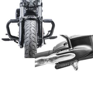 Set: Sturzbügel Mustache II für Harley Davidson Sportster Forty-Eight 48 Special 18-20 Schutzbügel schwarz Craftride + LED Lenkerblinker für Harley Davidson Sportster Forty-Eight 48 / Special Lumitecs Blinker M2 getönt_1