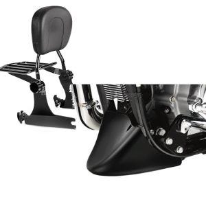 Set: Sissybar Harley Sportster 883 Iron 09-20 Craftride Fast Driver-M Flex inkl. Gepäckträger schwarz + Bugspoiler für Harley Sportster 883 Iron 09-20 Craftride_1