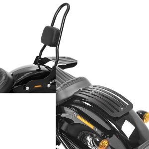 Set: Sissybar Harley Softail Slim 18-21 Craftride Fast Rider-L inkl. Gepäckträger schwarz + Gepäckträger für Harley Davidson Softail 18-21 Solo Rack L1 Gepäckbrücke Craftride_1