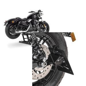 Set: Hebebühne Harley Davidson Sportster Forty-Eight 48 ConStands Mid-Lift L in schwarz + Kennzeichenhalter seitlich S für Harley Sportster Forty-Eight 48 10-20 schwarz Craftride_1