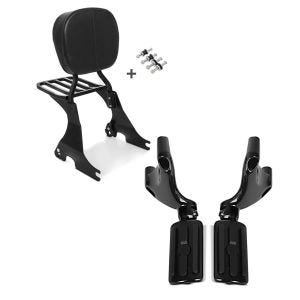 Set: Sissybar für Harley Davidson Sportster Forty-Eight 48 10-20 Craftride inkl. Gepäckträger und Docking Kit schwarz + Sozius Fussrasten Set mit Halter für Harley Sportster Forty-Eight 48 10-13 BL1 Craftride_1