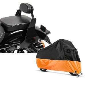 Set: Sissybar Harley Sportster Forty-Eight 48 10-20 Craftride Fast Driver-XS schwarz + Abdeckplane Harley Sportster Forty-Eight 48 / Special Craftride XL in schwarz-orange_1
