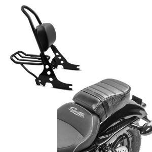 Set: Sissybar Harley Davidson Sportster Forty-Eight 48 Special 18-20 Craftride Fast Rider-M inkl. Gepäckträger schwarz + Sozius Sitz mit Polsterung für Harley Sportster Forty-Eight 48/ 883 Iron Craftride_1