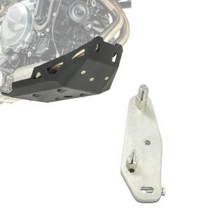 Set: Sabot moteur compatible avec BMW F 750 GS 18-20 Motoguard pare moteur Aluminium noir + Adaptateur pour ConStands Power BMW F 750 GS 18-20