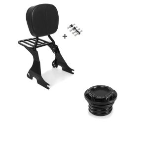 Set: Sissybar für Harley Davidson Sportster Forty-Eight 48 10-20 Craftride inkl. Gepäckträger und Docking Kit schwarz + Tankdeckel CNC1 für Harley-Davidson Sportster Forty-Eight 48 10-20 schwarz Craftride_1