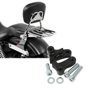 Set: Sissybar Harley Dyna Modelle 2006-2017 Craftride Fast Driver-M Flex inkl. Gepäckträger chrom + Tieferlegungskit 1,75" Zoll für Harley Dyna Wide Glide 06-17 Tieferlegung Craftride_1